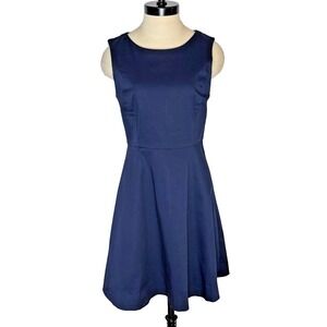 Draper James Love Circle Navy Blue Sleeveless Fit and Flare Mini Dress sz 4
